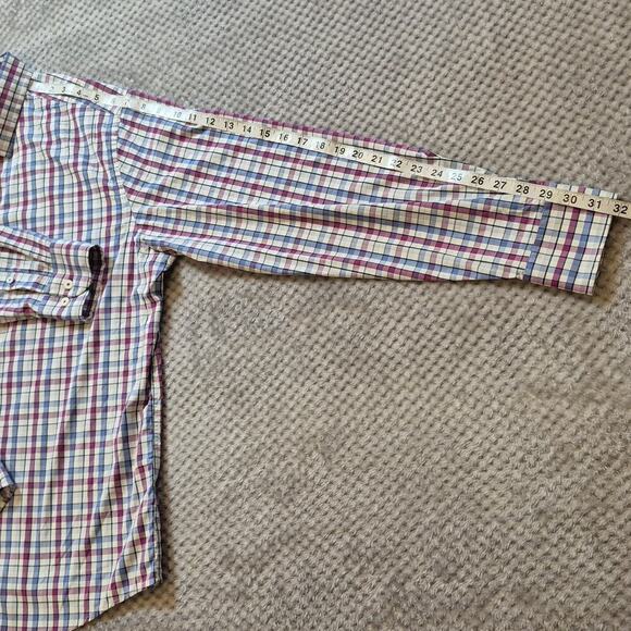 UNTUCKit Performance Button Up Shirt Men XL Pin Oak Plaid Reg Fit Stretch Wickin - Picture 11 of 11